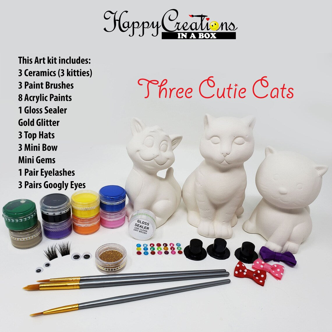πΎπ¨ Paint Your Own Three Cutie Cats Ceramic Kit β Purr-fect Fun for All Ages! π¨πΎ