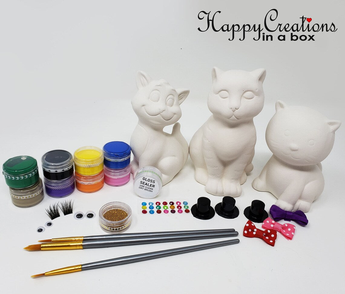 πΎπ¨ Paint Your Own Three Cutie Cats Ceramic Kit β Purr-fect Fun for All Ages! π¨πΎ