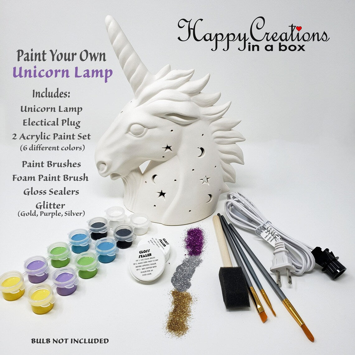 🦄✨ Paint Your Own Unicorn Lamp Kit 🎨🛋️
