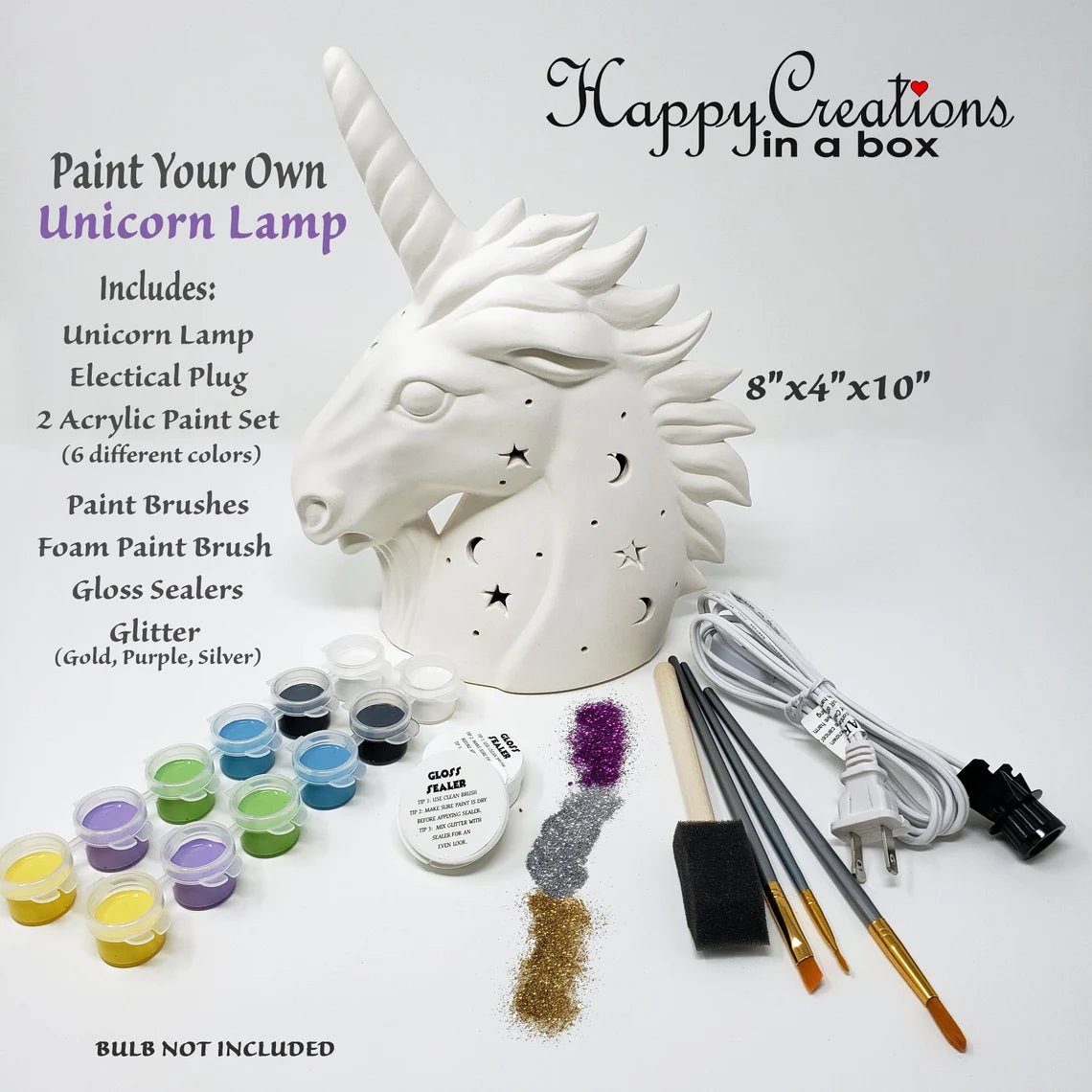 🦄✨ Paint Your Own Unicorn Lamp Kit 🎨🛋️