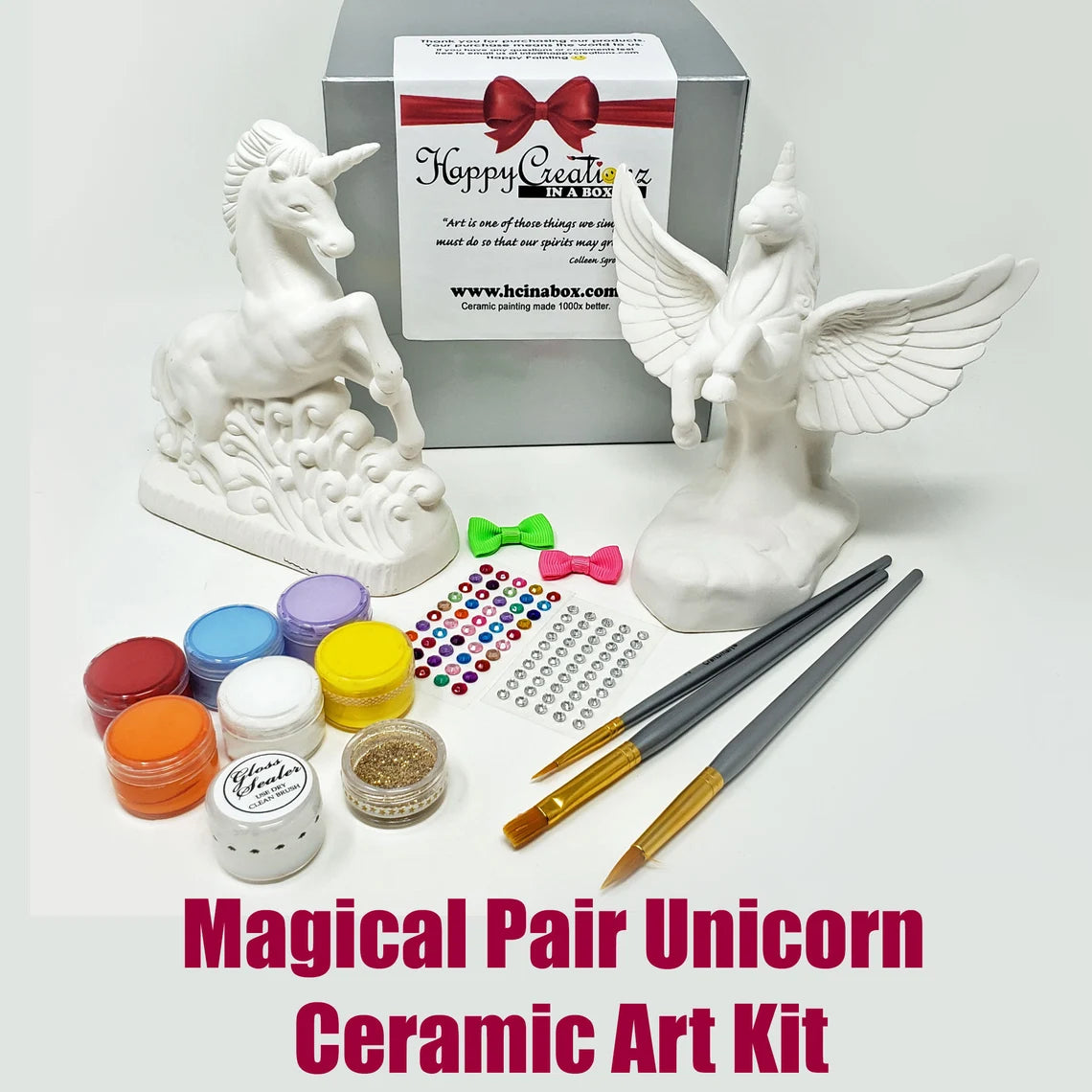 🦄✨ Magical Pair Unicorn Ceramic Art Kit 🎨🪽