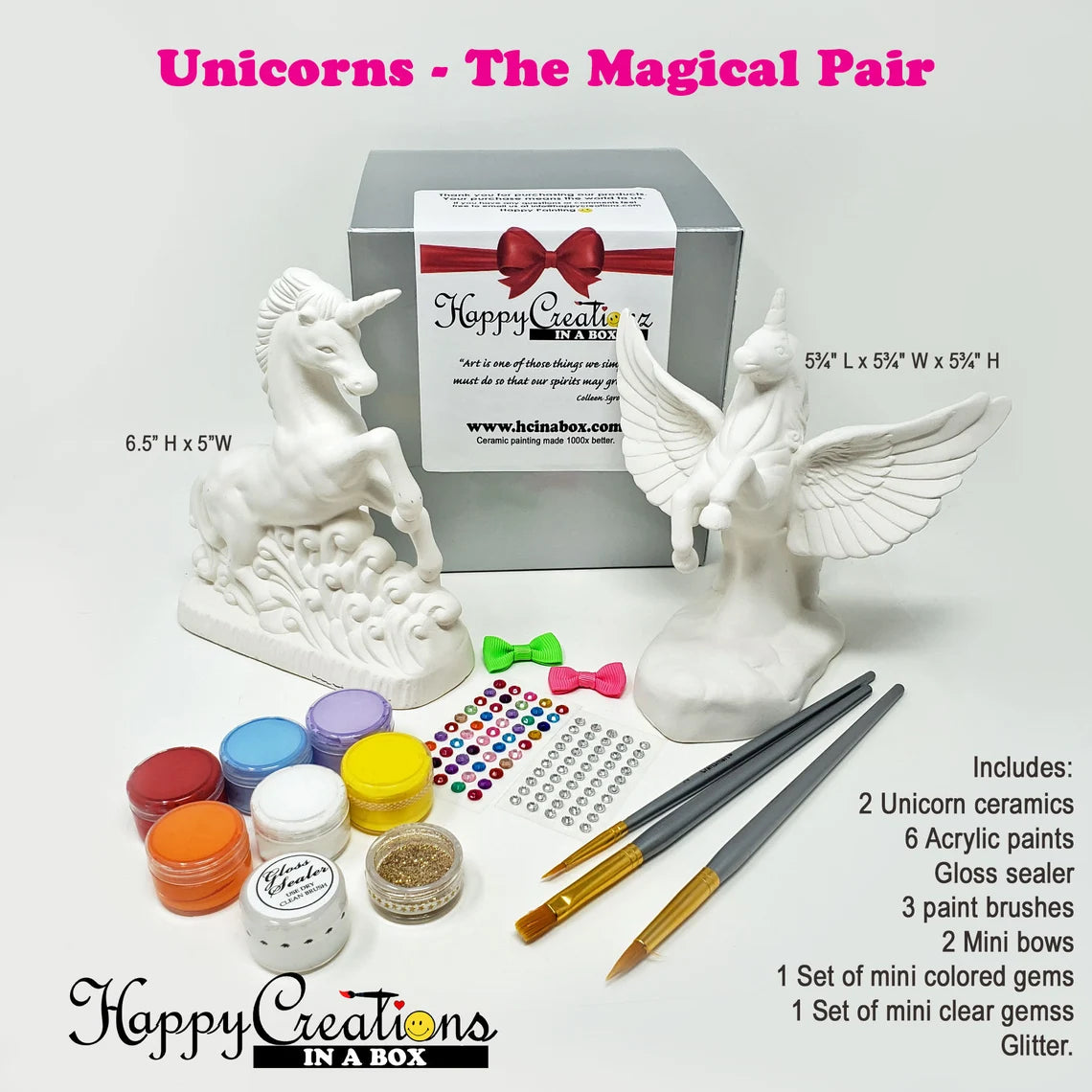 🦄✨ Magical Pair Unicorn Ceramic Art Kit 🎨🪽